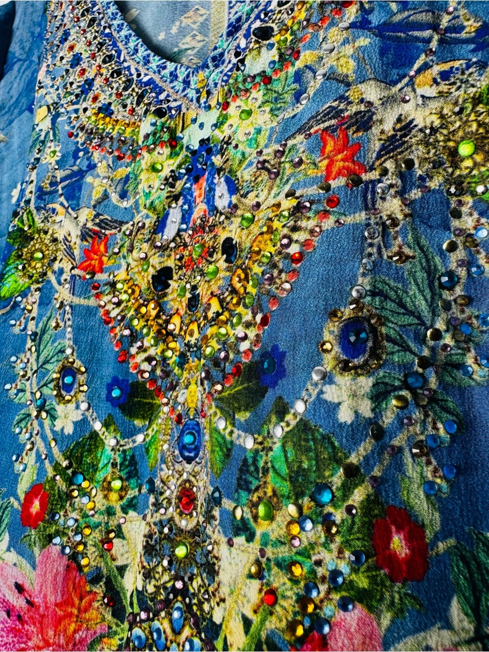 Camilla Women's Blouse Faraway Florals Silk Crepe Flare Sleeves Size Large - Picture 9 of 14